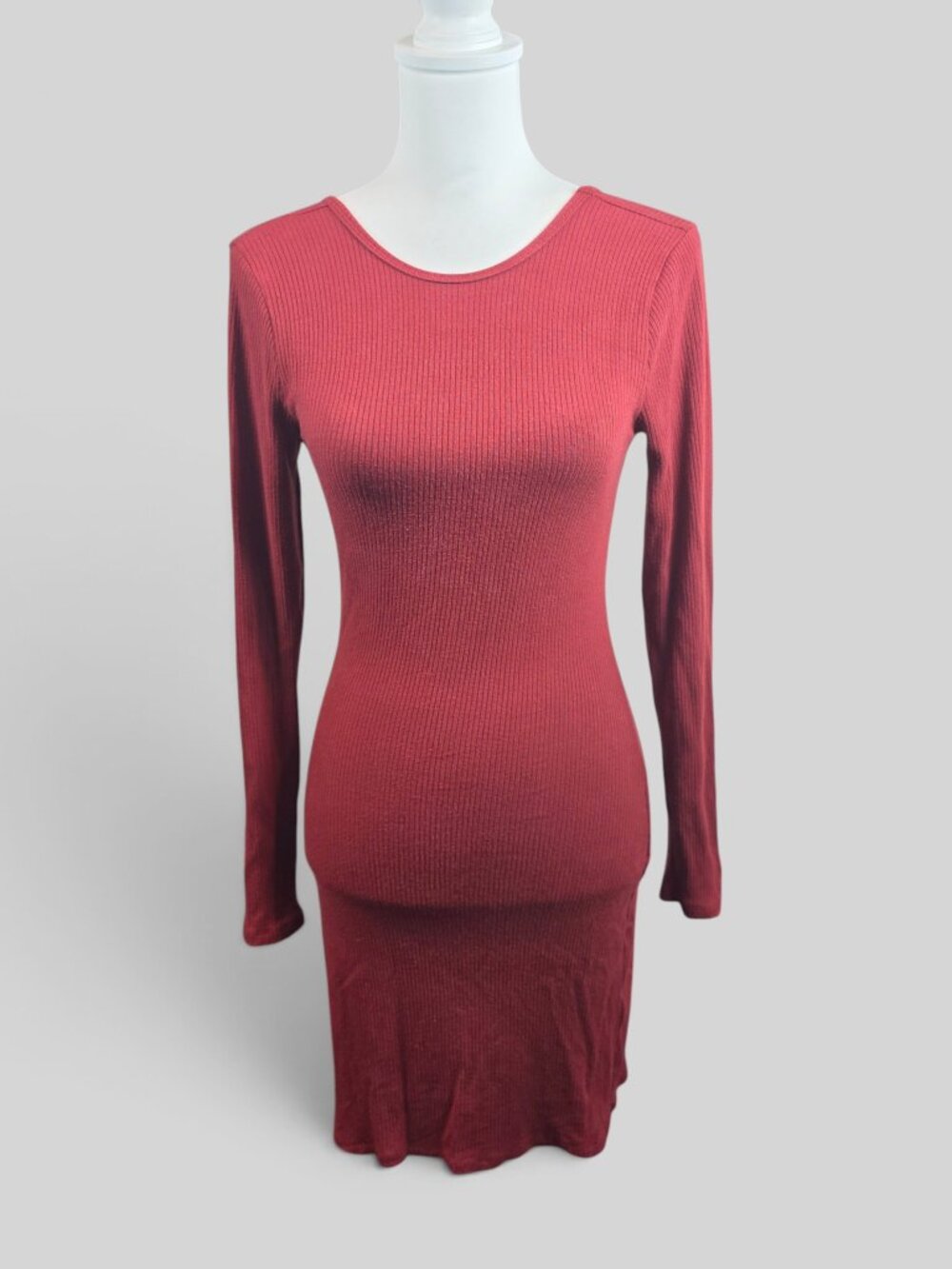 Abercrombie & Fitch Red Ribbed Long Sleeve Scoop Back Mini Dress Size Small